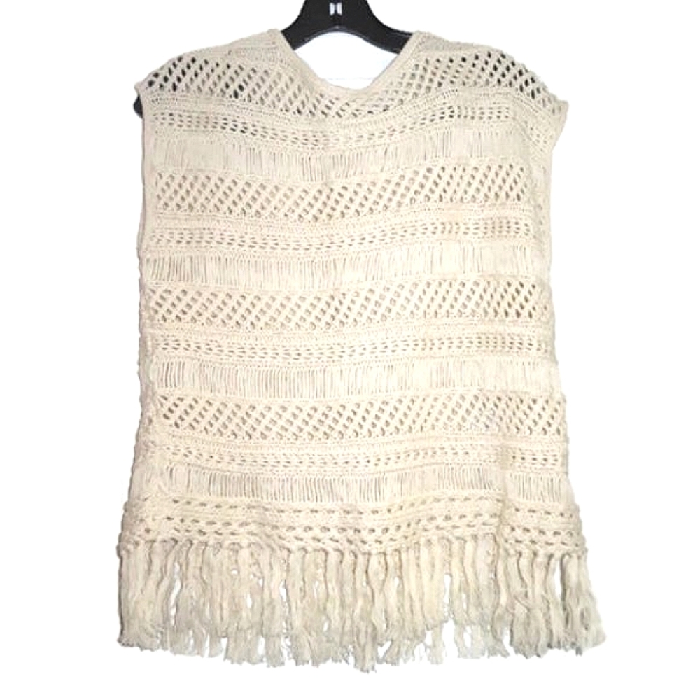 8 By Yoox COTTON CROCHET FRINGED Neutral Top Sweater